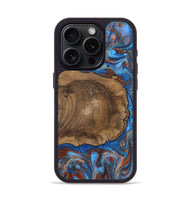 iPhone 15 Pro Wood Phone Case - Andre (Teal & Gold, 809218)