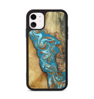 iPhone 11 Wood Phone Case - Bruno (Teal & Gold, 809219)