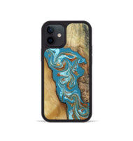 iPhone 12 mini Wood Phone Case - Bruno (Teal & Gold, 809219)