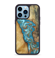 iPhone 14 Pro Max Wood Phone Case - Bruno (Teal & Gold, 809219)