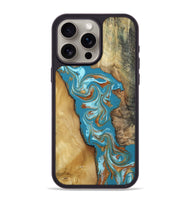 iPhone 15 Pro Max Wood Phone Case - Bruno (Teal & Gold, 809219)