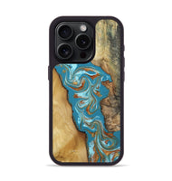 iPhone 15 Pro Wood Phone Case - Bruno (Teal & Gold, 809219)