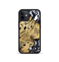 iPhone 12 mini Wood Phone Case - Kacey (Black & White, 809227)