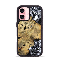 iPhone 16 Wood Phone Case - Kacey (Black & White, 809227)