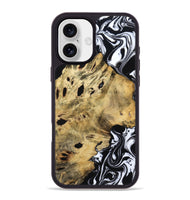 iPhone 16 Plus Wood Phone Case - Kacey (Black & White, 809227)