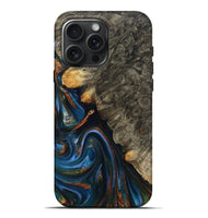 iPhone 16 Pro Max Wood Live Edge Phone Case - Jaylani (Teal & Gold, 809283)