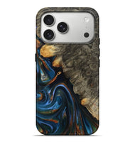 iPhone 17 Pro Max Wood Live Edge Phone Case - Jaylani (Teal & Gold, 809283)