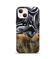 iPhone 13 mini Wood Live Edge Phone Case - Maximo (Black & White, 809284)