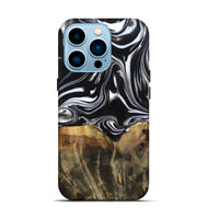 iPhone 14 Pro Wood Live Edge Phone Case - Maximo (Black & White, 809284)