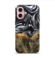 iPhone 16 Wood Live Edge Phone Case - Maximo (Black & White, 809284)