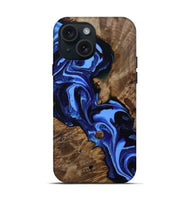 iPhone 15 Wood Live Edge Phone Case - Keri (Blue, 809303)
