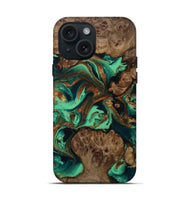 iPhone 15 Wood Live Edge Phone Case - Brynn (Green, 809306)