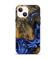 iPhone 14 Wood Live Edge Phone Case - Aylani (Blue, 809307)