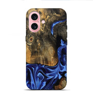 iPhone 16 Wood Live Edge Phone Case - Aylani (Blue, 809307)