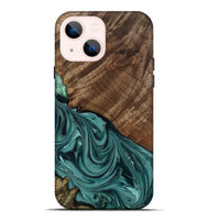 iPhone 14 Plus Wood Live Edge Phone Case - Anjali (Green, 809308)