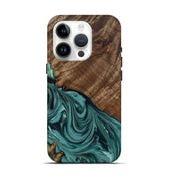 iPhone 15 Pro Wood Live Edge Phone Case - Anjali (Green, 809308)