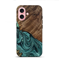 iPhone 16 Wood Live Edge Phone Case - Anjali (Green, 809308)
