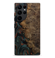 Galaxy S22 Ultra Wood Live Edge Phone Case - Alonza (Teal & Gold, 809310)