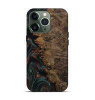 iPhone 13 Pro Wood Live Edge Phone Case - Alonza (Teal & Gold, 809310)