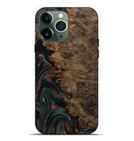 iPhone 13 Pro Max Wood Live Edge Phone Case - Alonza (Teal & Gold, 809310)