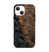 iPhone 14 Wood Live Edge Phone Case - Alonza (Teal & Gold, 809310)