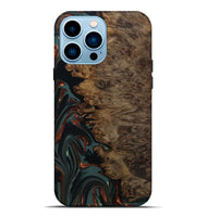iPhone 14 Pro Max Wood Live Edge Phone Case - Alonza (Teal & Gold, 809310)