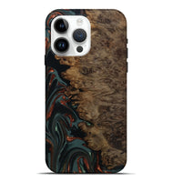 iPhone 15 Pro Max Wood Live Edge Phone Case - Alonza (Teal & Gold, 809310)