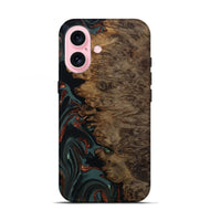 iPhone 17 Wood Live Edge Phone Case - Alonza (Teal & Gold, 809310)