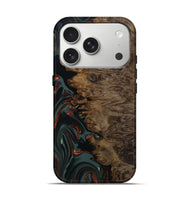 iPhone 17 Pro Wood Live Edge Phone Case - Alonza (Teal & Gold, 809310)