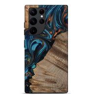 Galaxy S22 Ultra Wood Live Edge Phone Case - Rodrigo (Teal & Gold, 809311)