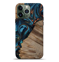 iPhone 13 Pro Max Wood Live Edge Phone Case - Rodrigo (Teal & Gold, 809311)