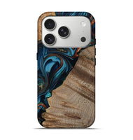 iPhone 17 Pro Wood Live Edge Phone Case - Rodrigo (Teal & Gold, 809311)