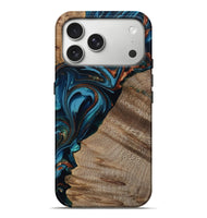 iPhone 17 Pro Max Wood Live Edge Phone Case - Rodrigo (Teal & Gold, 809311)
