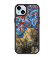 iPhone 15 Plus Wood Phone Case - Tillie (Teal & Gold, 809408)