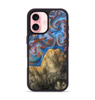iPhone 16 Wood Phone Case - Tillie (Teal & Gold, 809408)