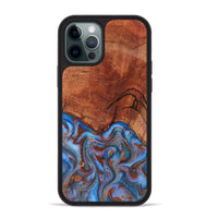 iPhone 12 Pro Max Wood Phone Case - Jadiel (Teal & Gold, 809409)