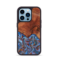 iPhone 14 Pro Wood Phone Case - Jadiel (Teal & Gold, 809409)