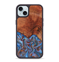 iPhone 15 Plus Wood Phone Case - Jadiel (Teal & Gold, 809409)