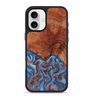 iPhone 16 Plus Wood Phone Case - Jadiel (Teal & Gold, 809409)