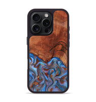 iPhone 16 Pro Wood Phone Case - Jadiel (Teal & Gold, 809409)