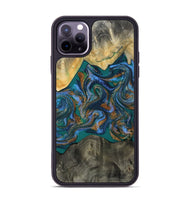 iPhone 11 Pro Max Wood Phone Case - Alonzo (Teal & Gold, 809410)