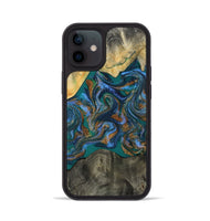 iPhone 12 Wood Phone Case - Alonzo (Teal & Gold, 809410)