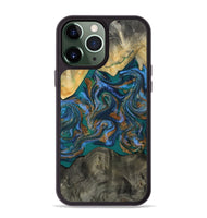 iPhone 13 Pro Max Wood Phone Case - Alonzo (Teal & Gold, 809410)