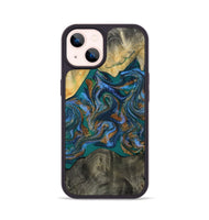 iPhone 14 Wood Phone Case - Alonzo (Teal & Gold, 809410)