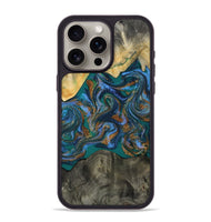 iPhone 15 Pro Max Wood Phone Case - Alonzo (Teal & Gold, 809410)