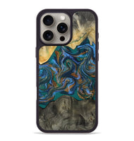 iPhone 16 Pro Max Wood Phone Case - Alonzo (Teal & Gold, 809410)
