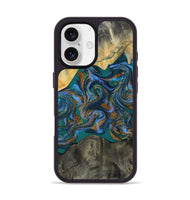 iPhone 17 Wood Phone Case - Alonzo (Teal & Gold, 809410)