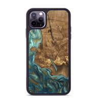 iPhone 11 Pro Max Wood Phone Case - Inaya (Teal & Gold, 809411)