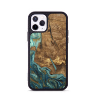 iPhone 11 Pro Wood Phone Case - Inaya (Teal & Gold, 809411)