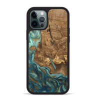 iPhone 12 Pro Max Wood Phone Case - Inaya (Teal & Gold, 809411)